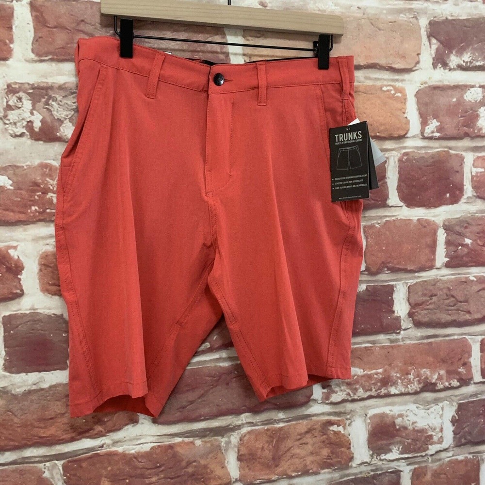 Trunks Shorts Men's Size 30 Coral Red Quick Dry Beach Pool Swim Resort Casual - Picture 2 of 13